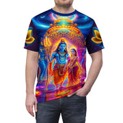 Shiv Parvati Temple Galaxy Tee – Spiritual Cosmic Shirt