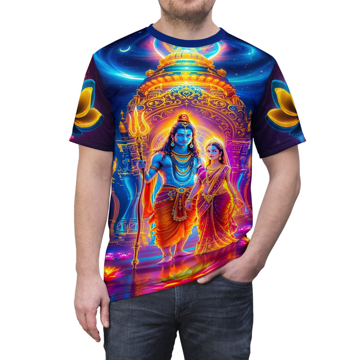 Shiv Parvati Temple Galaxy Tee – Spiritual Cosmic Shirt