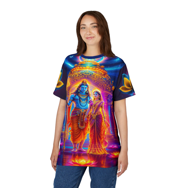 Shiv Parvati Temple Galaxy Tee – Spiritual Cosmic Shirt