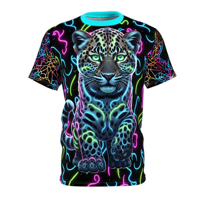 T-shirt with a colorful  Baby leopard design on a black background