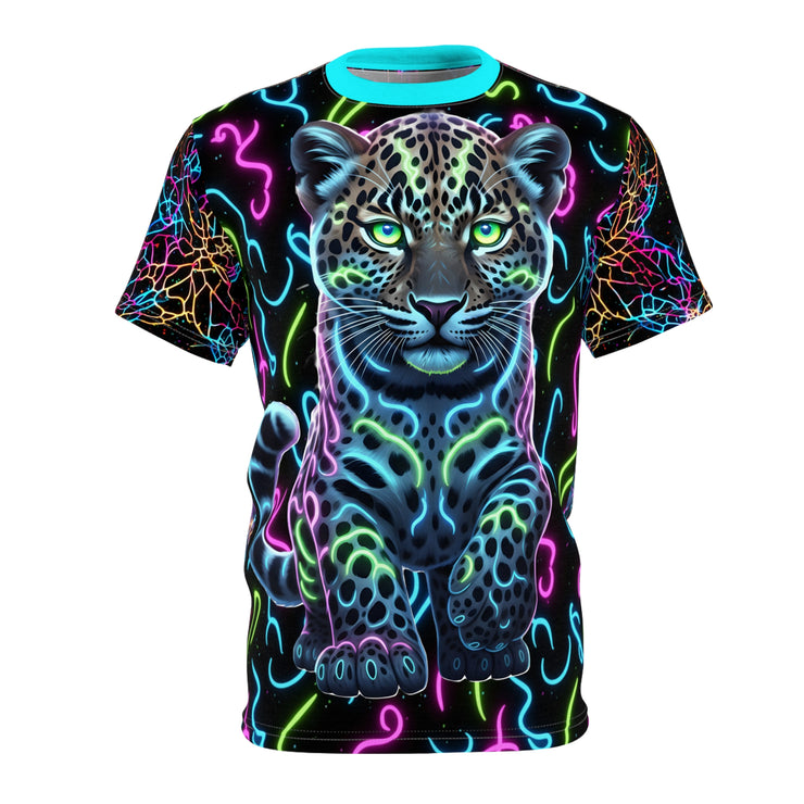 T-shirt with a colorful  Baby leopard design on a black background
