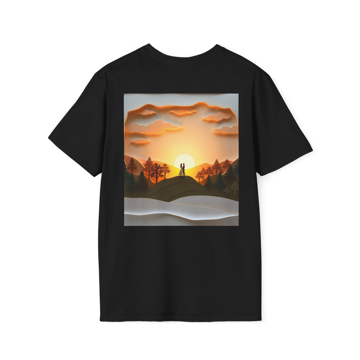 Romantic Sunset Couple Art T-Shirt – Nature Adventure Top