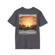Romantic Sunset Couple Art T-Shirt – Nature Adventure Top
