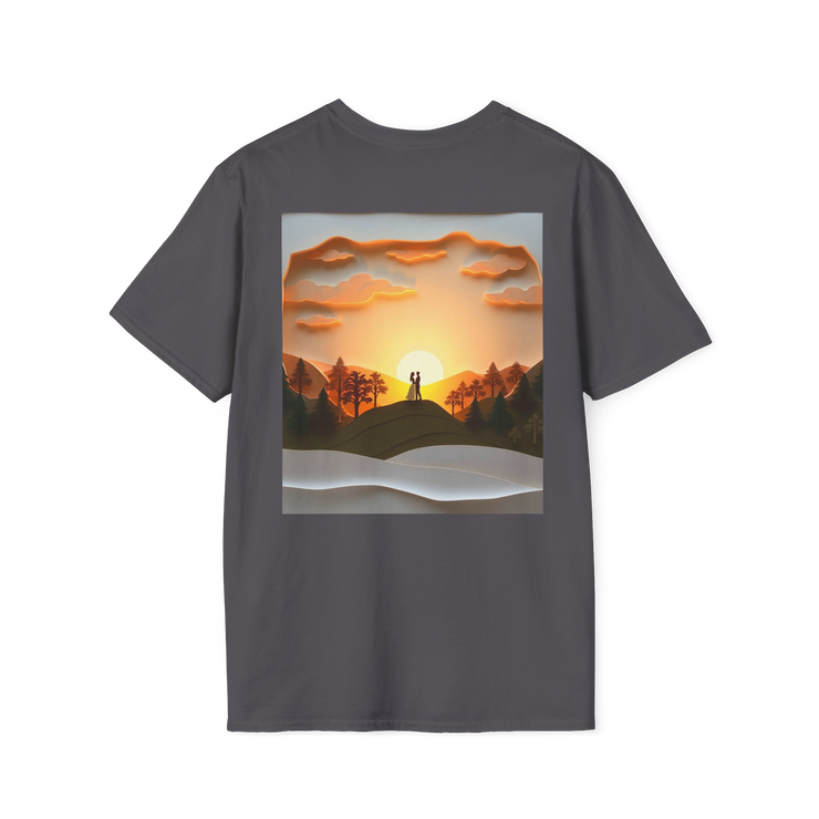 Romantic Sunset Couple Art T-Shirt – Nature Adventure Top