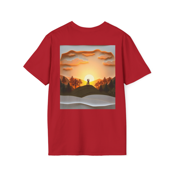 Romantic Sunset Couple Art T-Shirt – Nature Adventure Top