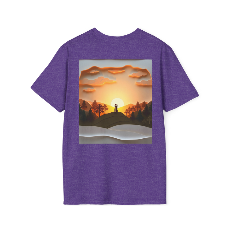 Romantic Sunset Couple Art T-Shirt – Nature Adventure Top