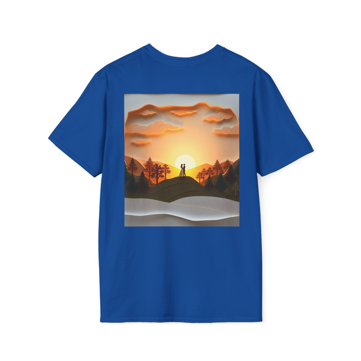 Romantic Sunset Couple Art T-Shirt – Nature Adventure Top