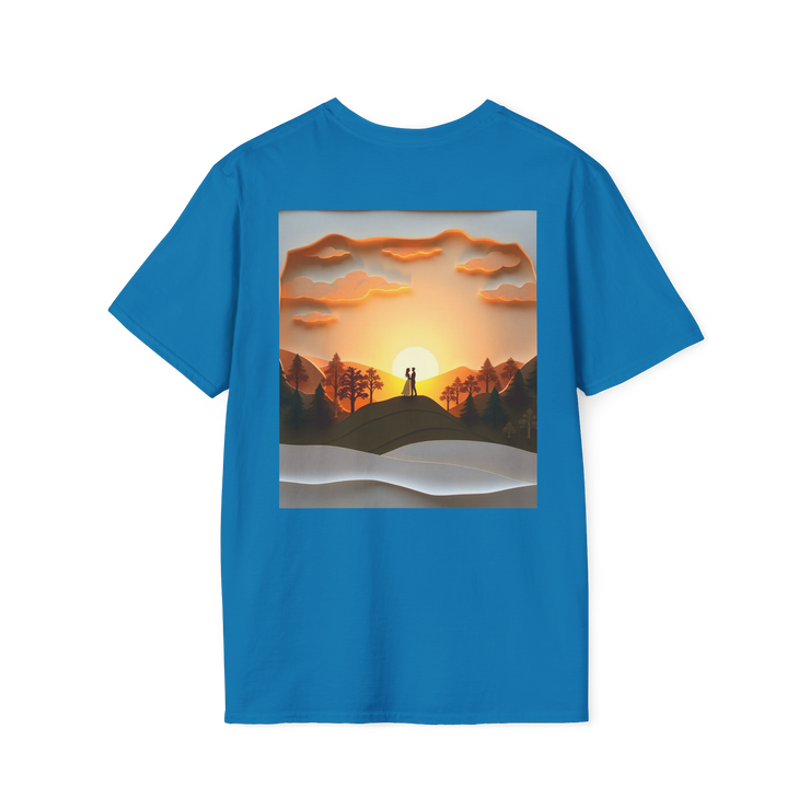 Romantic Sunset Couple Art T-Shirt – Nature Adventure Top