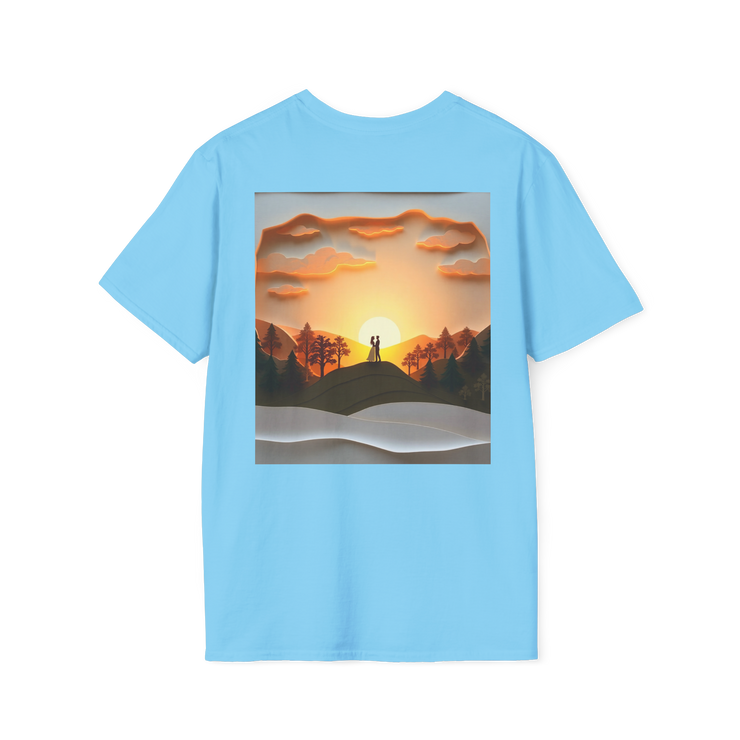 Romantic Sunset Couple Art T-Shirt – Nature Adventure Top