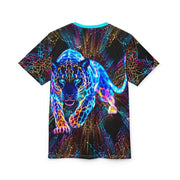 T-shirt with a colorful Leopard design on a white background