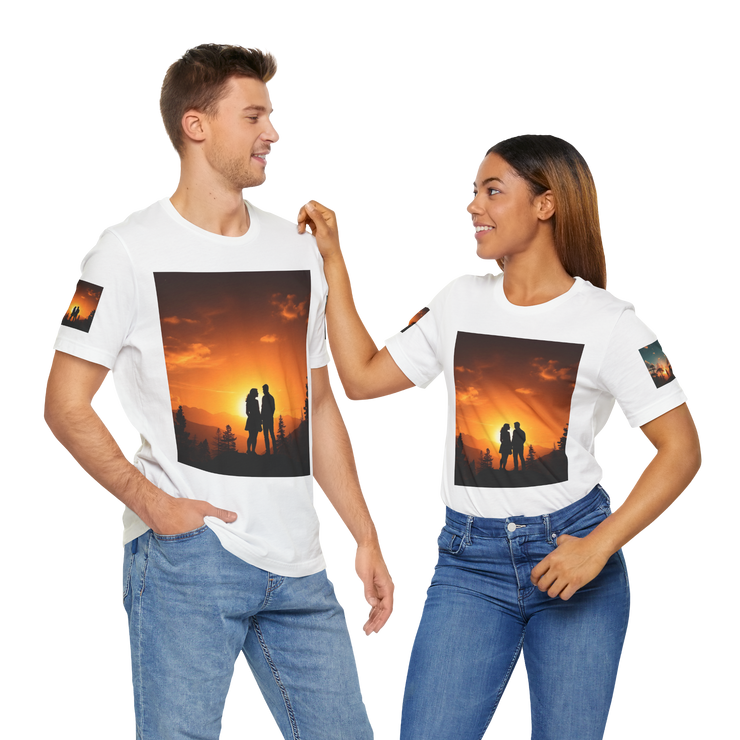 Futuristic Sunset Couple Tee – Space Graphic T-Shirt