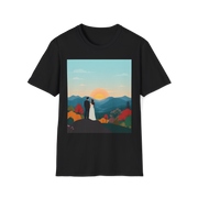 Romantic Sunset Couple Art T-Shirt – Nature Adventure Top