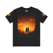 Futuristic Sunset Couple Tee – Space Graphic T-Shirt