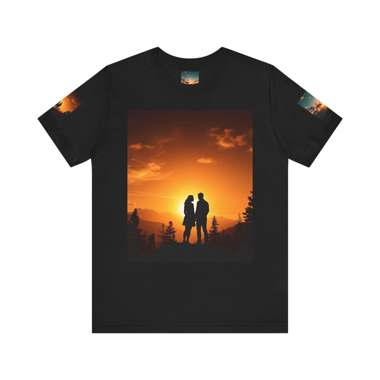 Futuristic Sunset Couple Tee – Space Graphic T-Shirt