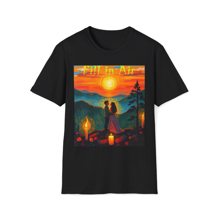 Romantic Sunset Couple Art T-Shirt – Colorful Painting Tee