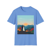 Romantic Sunset Couple Art T-Shirt – Nature Adventure Top