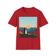 Romantic Sunset Couple Art T-Shirt – Nature Adventure Top