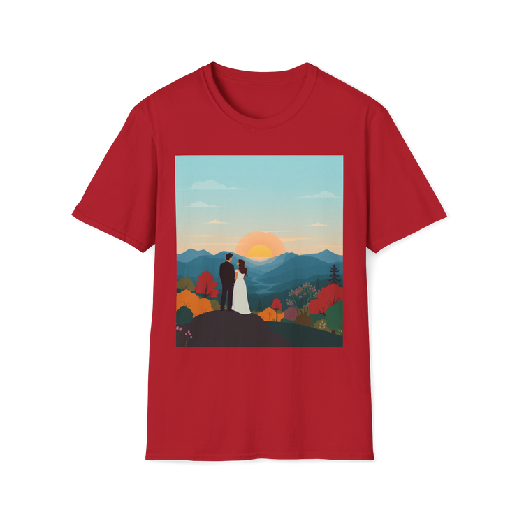 Romantic Sunset Couple Art T-Shirt – Nature Adventure Top