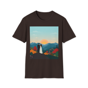 Romantic Sunset Couple Art T-Shirt – Nature Adventure Top
