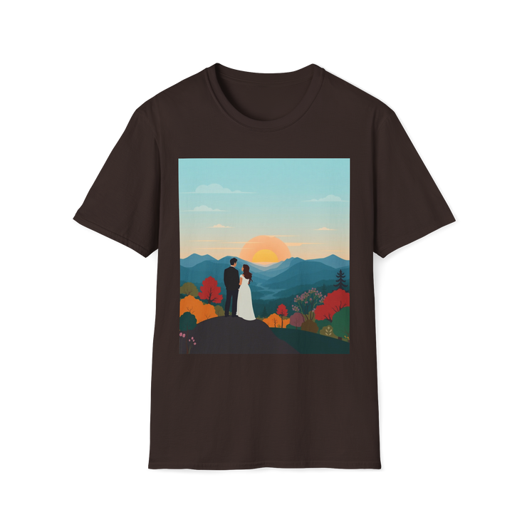 Romantic Sunset Couple Art T-Shirt – Nature Adventure Top