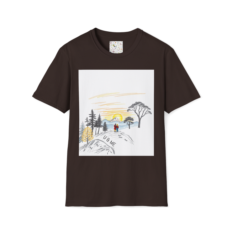 Romantic Sunset Couple Sketch T-Shirt – Nature Inspired Tee