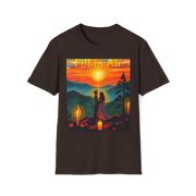 Romantic Sunset Couple Art T-Shirt – Colorful Painting Tee