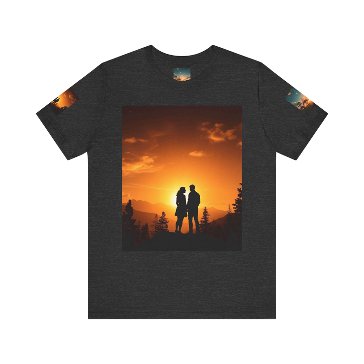 Futuristic Sunset Couple Tee – Space Graphic T-Shirt