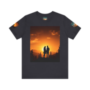 Futuristic Sunset Couple Tee – Space Graphic T-Shirt