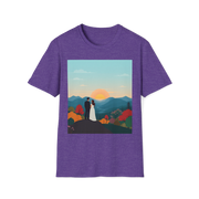 Romantic Sunset Couple Art T-Shirt – Nature Adventure Top