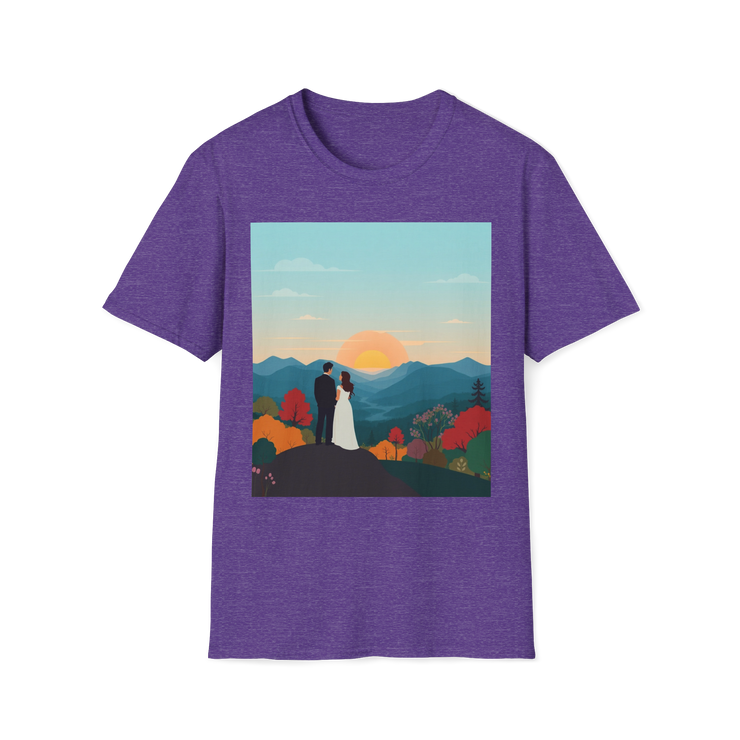 Romantic Sunset Couple Art T-Shirt – Nature Adventure Top