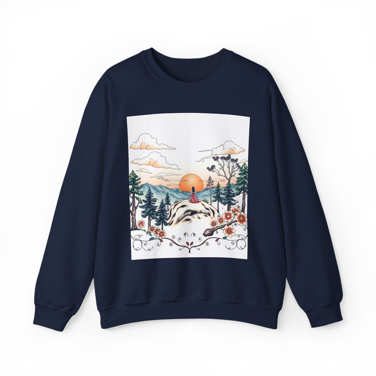 Tattoo Sky Sunset Sweatshirt – Retro Mountain Art Pullover