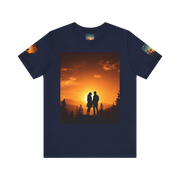 Futuristic Sunset Couple Tee – Space Graphic T-Shirt