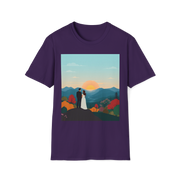 Romantic Sunset Couple Art T-Shirt – Nature Adventure Top
