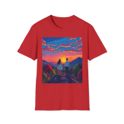 Sci-Fi Romantic Mountain Couple T-Shirt – Galaxy Love Tee.