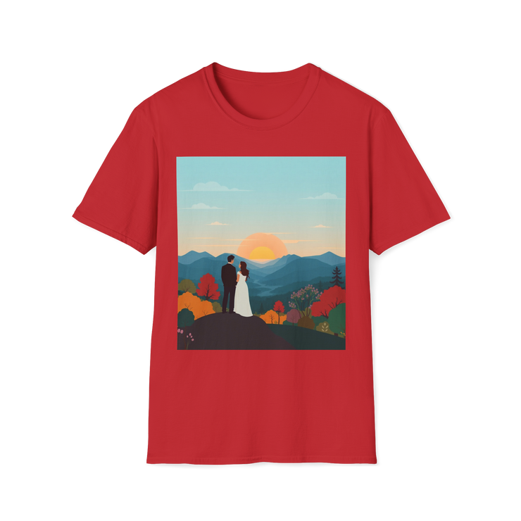 Romantic Sunset Couple Art T-Shirt – Nature Adventure Top