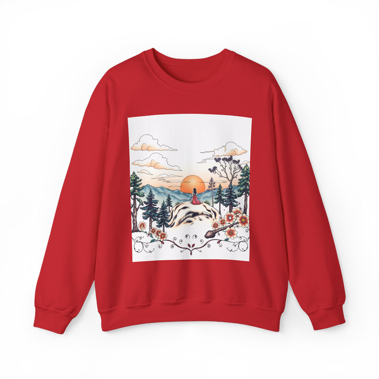 Tattoo Sky Sunset Sweatshirt – Retro Mountain Art Pullover