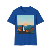 Romantic Sunset Couple Art T-Shirt – Nature Adventure Top