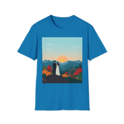Romantic Sunset Couple Art T-Shirt – Nature Adventure Top