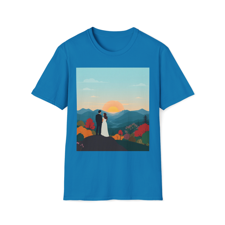 Romantic Sunset Couple Art T-Shirt – Nature Adventure Top