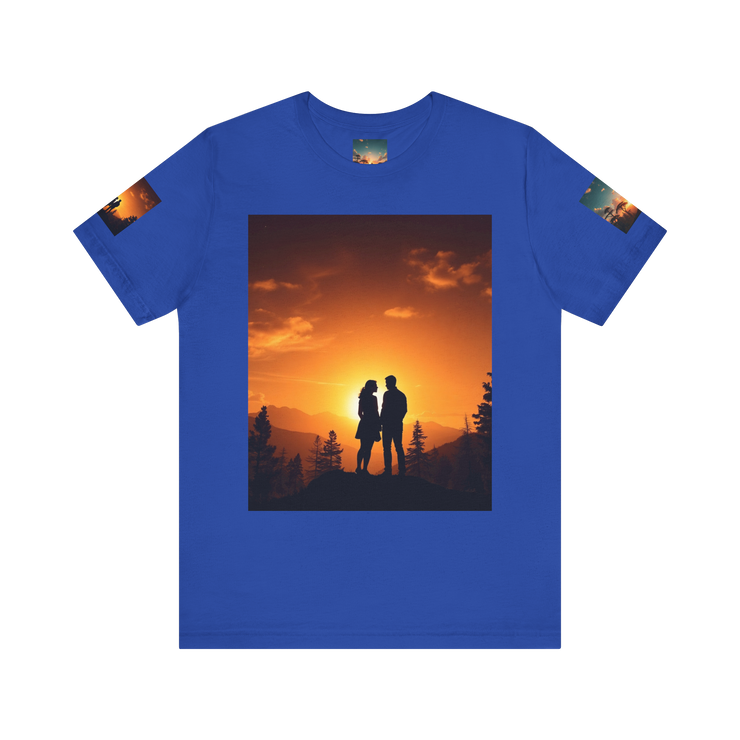 Futuristic Sunset Couple Tee – Space Graphic T-Shirt