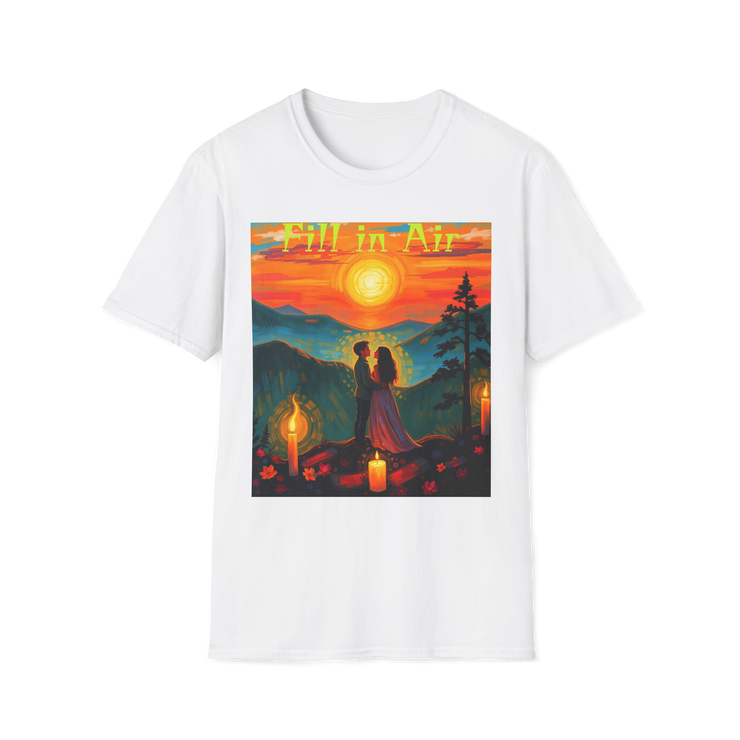 Romantic Sunset Couple Art T-Shirt – Colorful Painting Tee