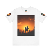 Futuristic Sunset Couple Tee – Space Graphic T-Shirt