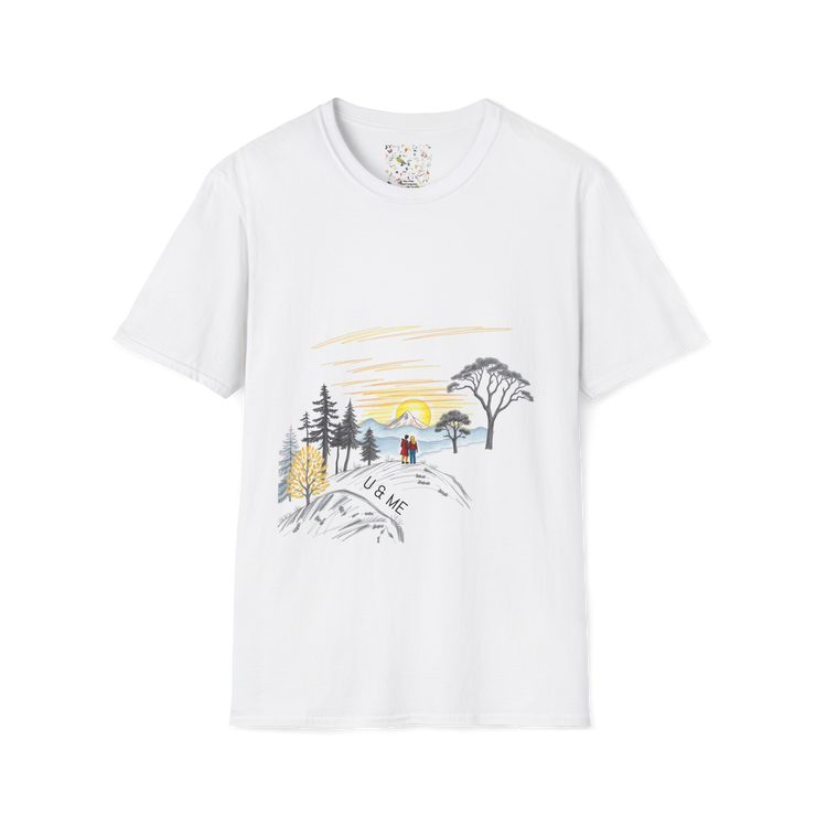Romantic Sunset Couple Sketch T-Shirt – Nature Inspired Tee
