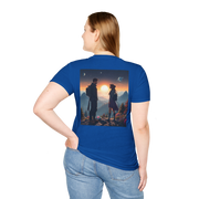 Sci-Fi Romantic Mountain Couple T-Shirt – Galaxy Love Tee.