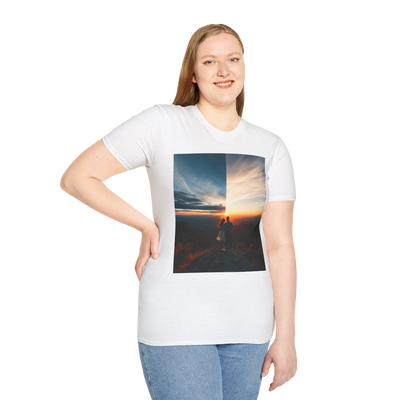 Cinematic Split Sky T-Shirt – Romantic Nature Film Tee