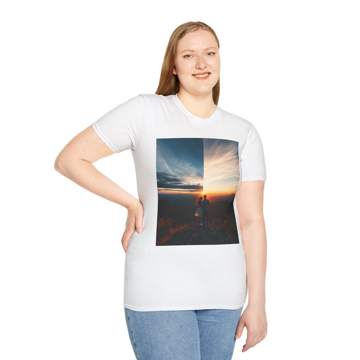 Cinematic Split Sky T-Shirt – Romantic Nature Film Tee