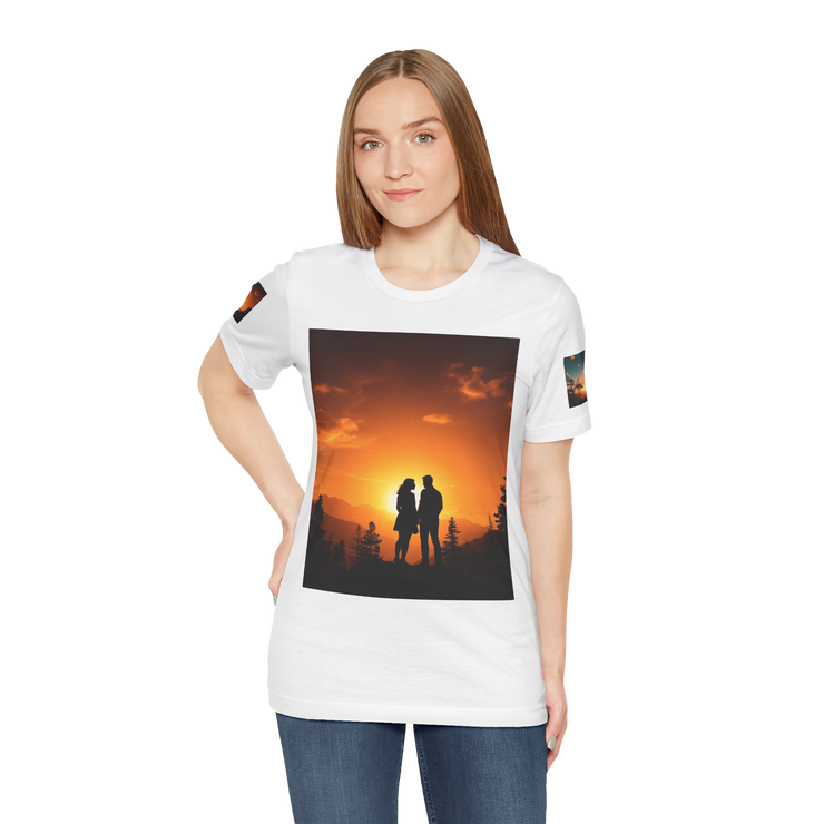 Futuristic Sunset Couple Tee – Space Graphic T-Shirt
