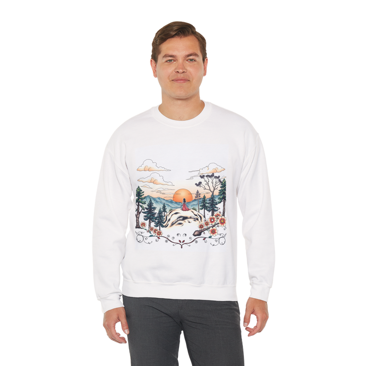 Tattoo Sky Sunset Sweatshirt – Retro Mountain Art Pullover