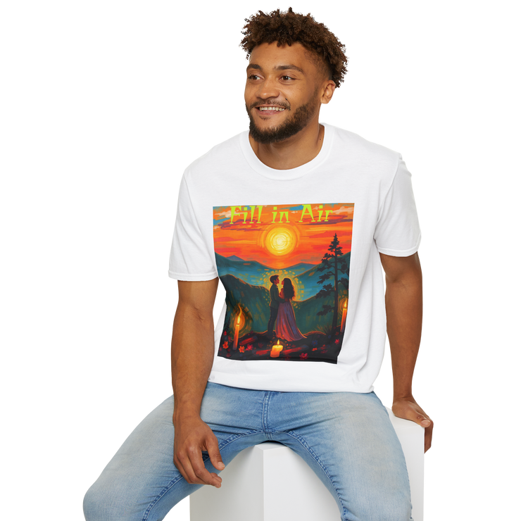 Romantic Sunset Couple Art T-Shirt – Colorful Painting Tee