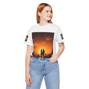 Futuristic Sunset Couple Tee – Space Graphic T-Shirt